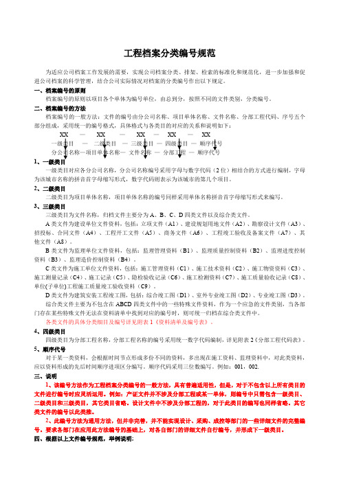 工程档案分类编号规范