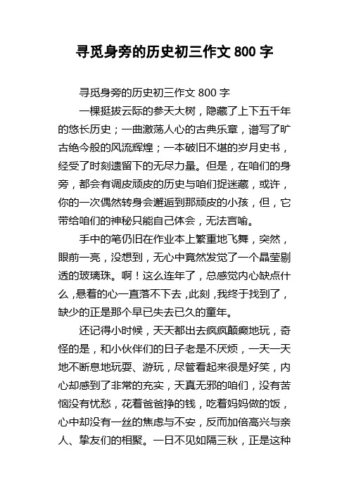 寻觅身旁的历史初三作文800字