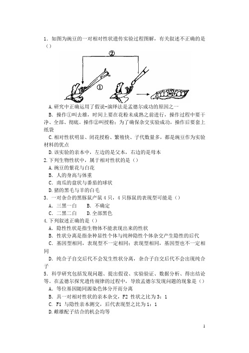 河南省雪枫中学高中生物同步培优资料微专题1基因分离定律的发现与应用新人教版必修2