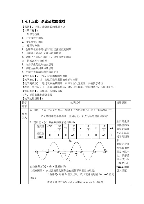 1.4.2 正弦函数、余弦函数的性质(第1课时) 优秀教学设计