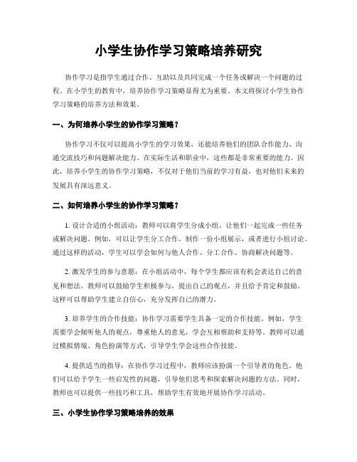 小学生协作学习策略培养研究