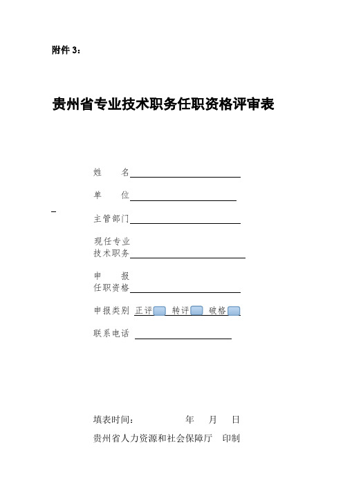 贵州省专业技术职务任职资格评审表样本电子版