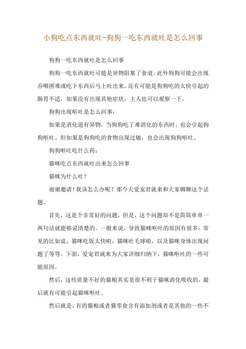 小狗吃点东西就吐-狗狗一吃东西就吐是怎么回事