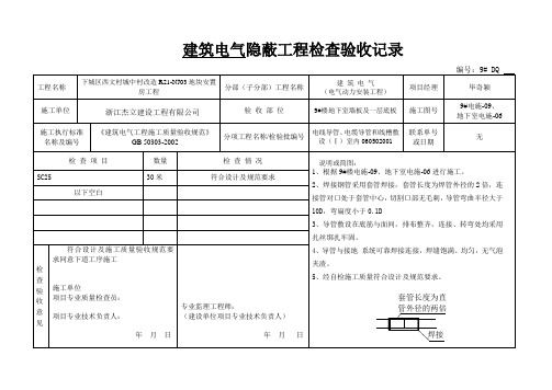 电气动力导管隐蔽工程验收记录001