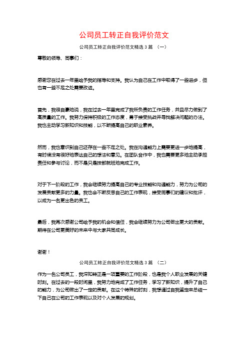 公司员工转正自我评价范文3篇