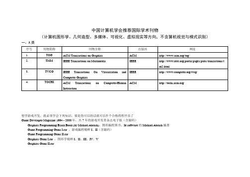 图形学期刊会议分档