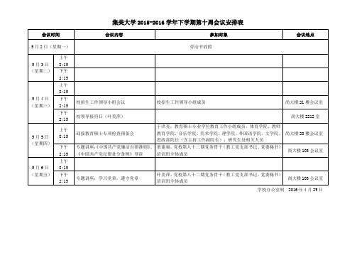 集美大学下学期第十周会议安排表 .doc