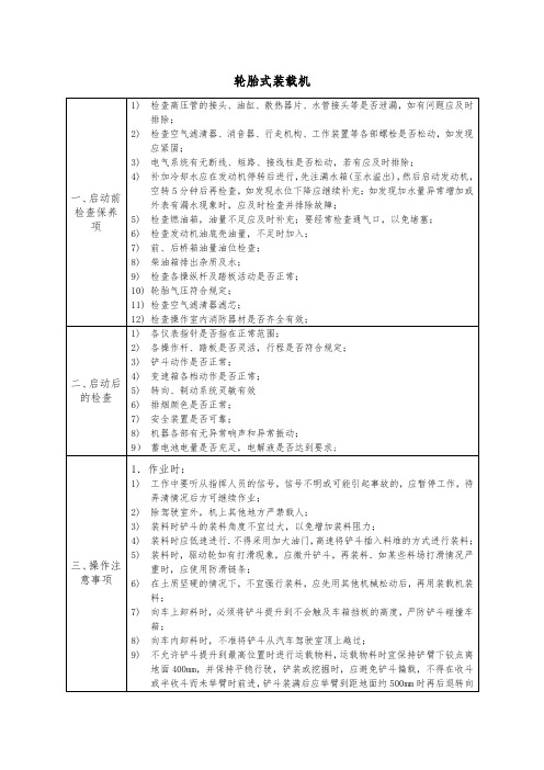 轮胎式装载机操作规程