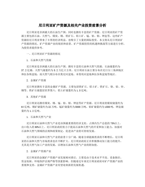 尼日利亚矿产资源及相关产业投资前景分析