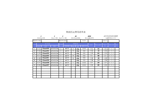 物流托运费用清单表表格Excel模板