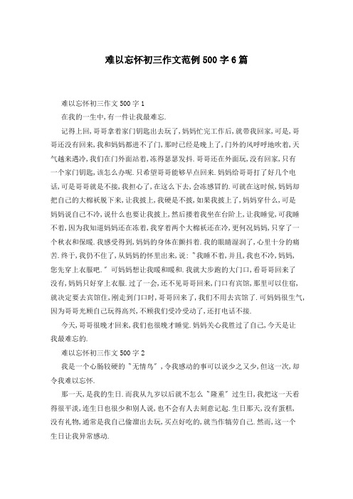 难以忘怀初三作文范例500字6篇