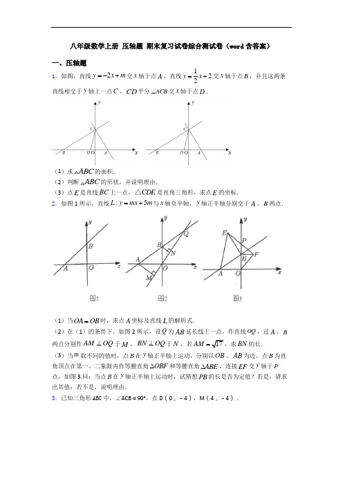 八年级数学上册 压轴题 期末复习试卷综合测试卷(word含答案)