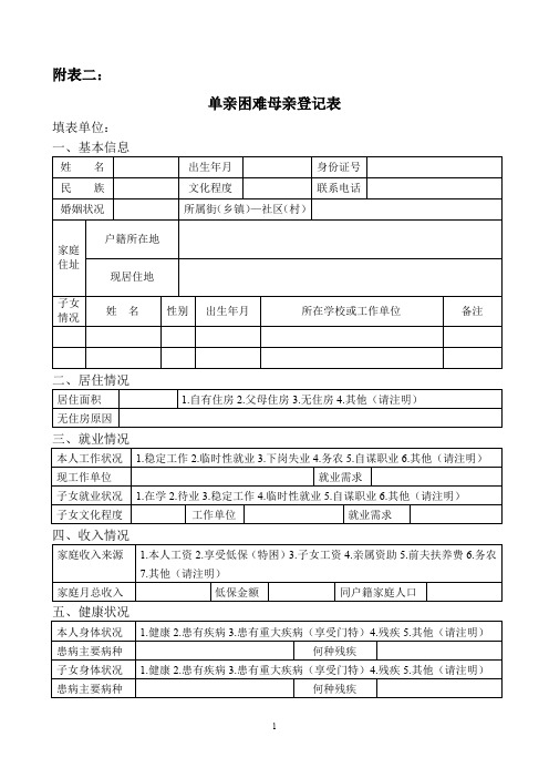 单亲困难母亲登记表.doc