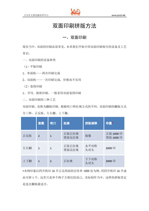 双面印刷的拼版方法