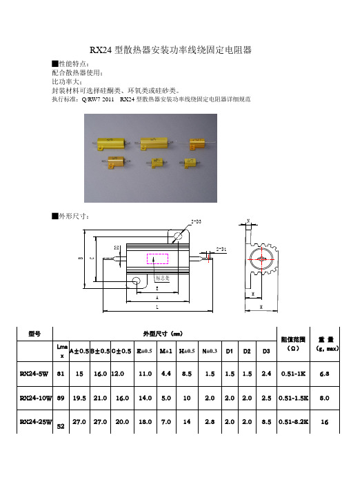 RX24.RXG24型散热器安装功率线绕固定电阻器