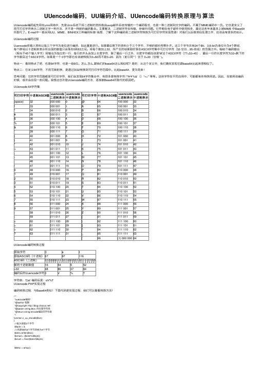 UUencode编码，UU编码介绍、UUencode编码转换原理与算法