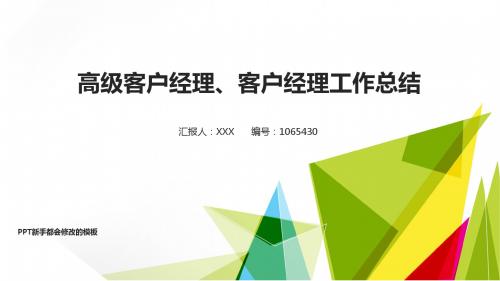 【精品PPT】高级客户经理、客户经理2017年终个人工作总结述职报告与2018年工作计划模板范文