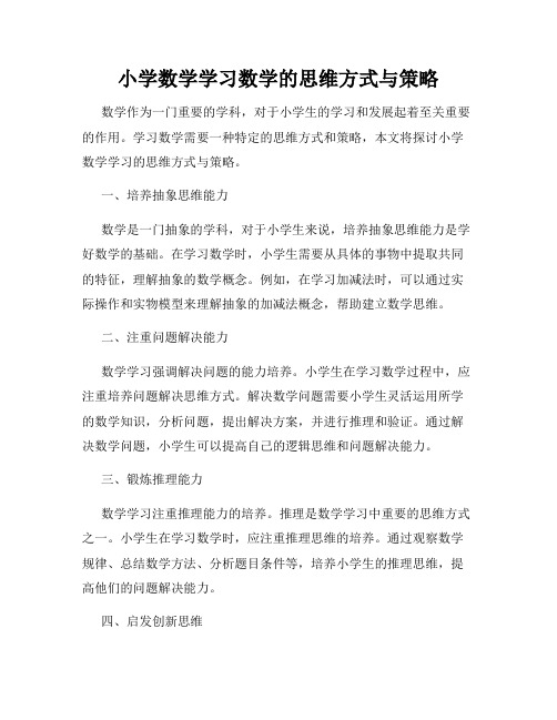 小学数学学习数学的思维方式与策略