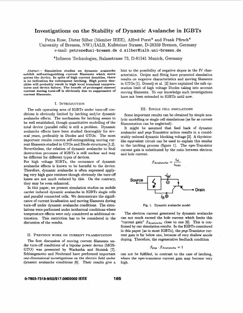 Investigations on the stability of dynamic avalanche in IGBTs