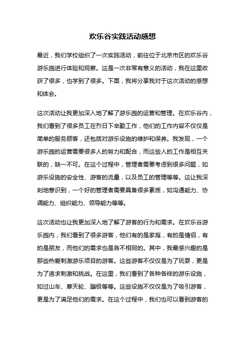 欢乐谷实践活动感想