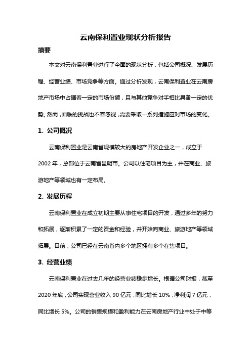 云南保利置业现状分析报告