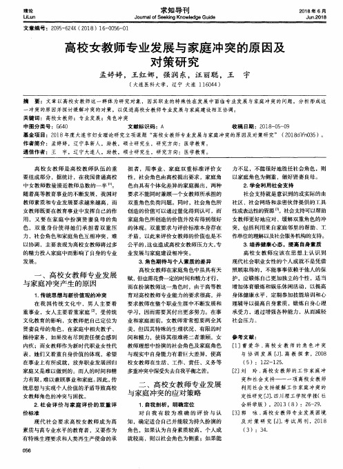 高校女教师专业发展与家庭冲突的原因及对策研究