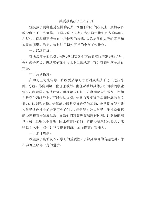 关爱残疾儿童工作计划
