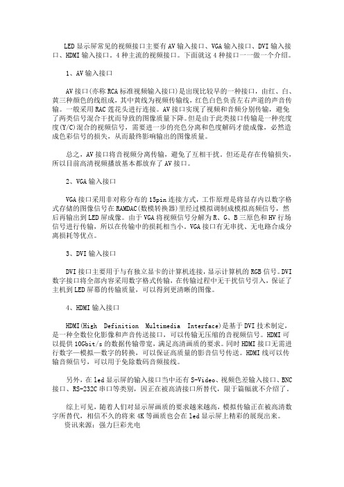 LED显示屏常见的4种视频接口介绍