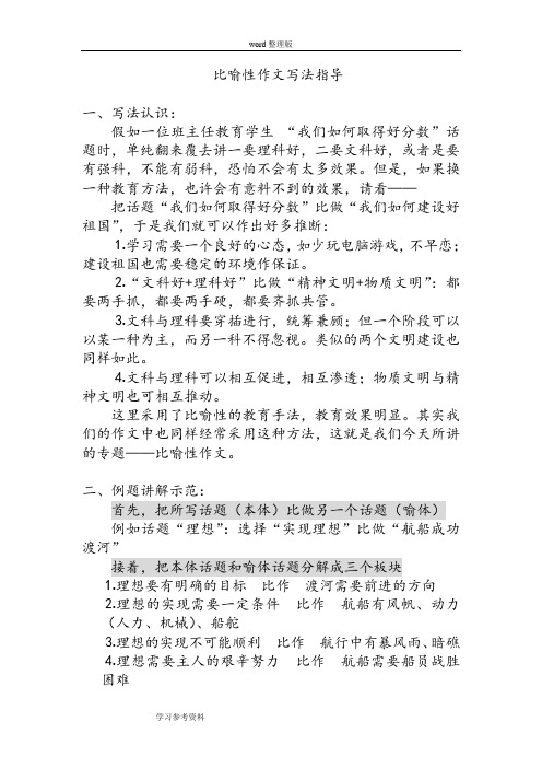 语文人教版高中选修系列 文章写作与修改比喻性作文写法指导