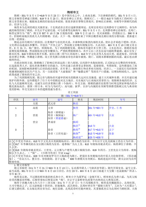 06隋朝帝王世系(资料丰富,内容详尽;已仔细校对,无错误)