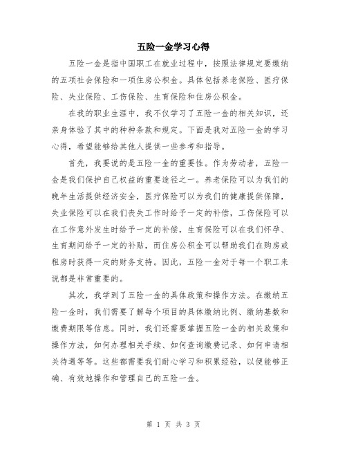 五险一金学习心得