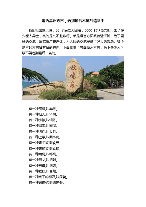 粤西高州方言，看到最后不笑的请举手