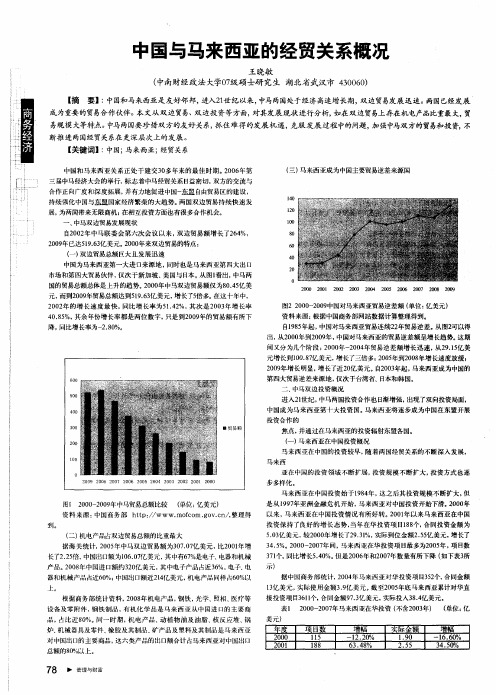 中国与马来西亚的经贸关系概况