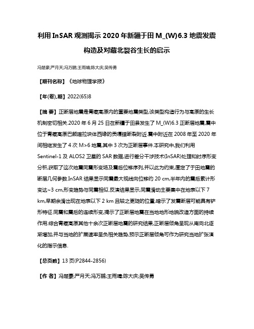 利用InSAR观测揭示2020年新疆于田M_(W)6.3地震发震构造及对藏北裂谷生长的启示