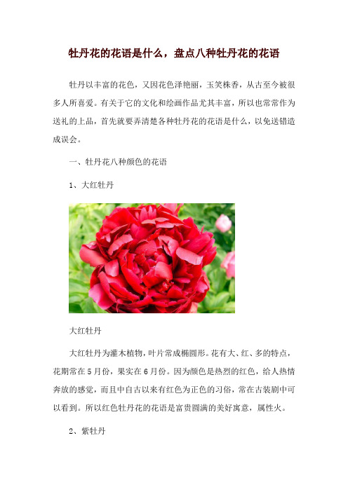 牡丹花的花语是什么,盘点八种牡丹花的花语