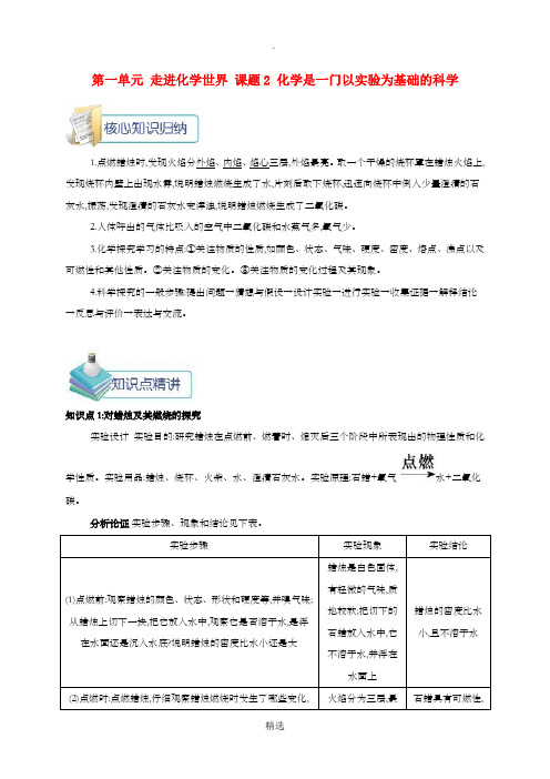 九年级化学上册 第一单元 走进化学世界 课题2 化学是一门以实验为基础的科学备课资料教案 新人教版