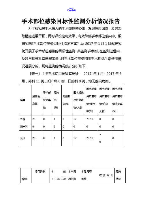 手术部位感染目标性监测分析情况报告