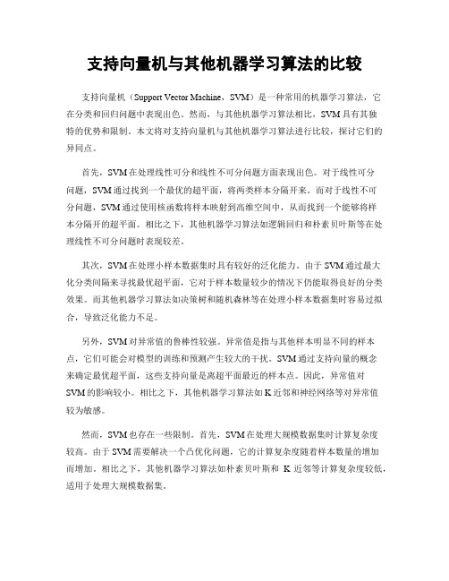 支持向量机与其他机器学习算法的比较