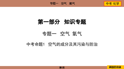 2024年中考化学总复习专题一空气、氧气中考命题1空气的成分及其污染与防治