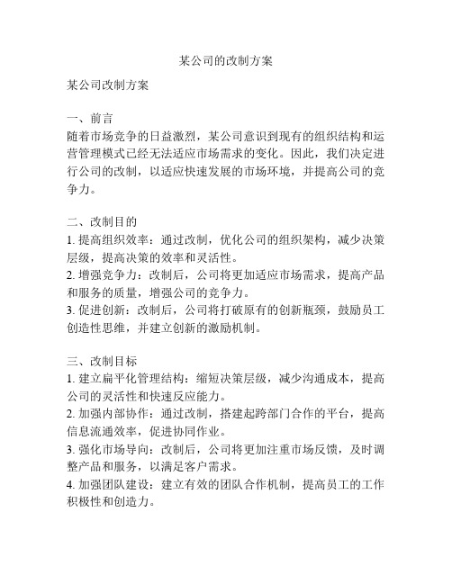 某公司的改制方案