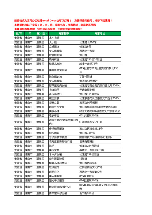 2020新版安徽省淮南市潘集区服装工商企业公司商家名录名单黄页联系电话号码地址大全109家