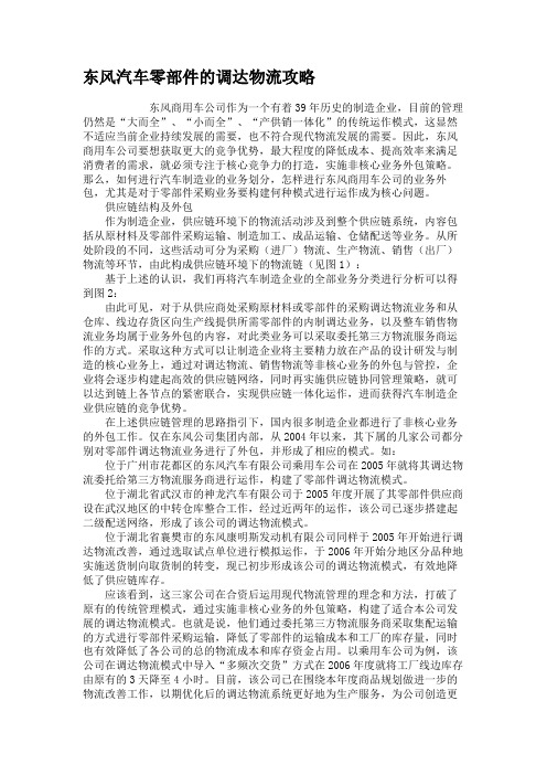 东风汽车零部件的调达物流攻略.