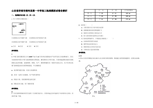 山东省济南市商河县第一中学高三地理模拟试卷含解析