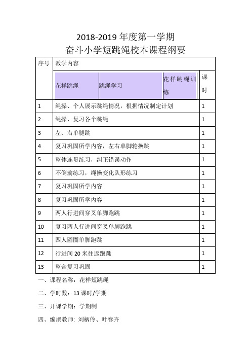 花样跳绳纲要