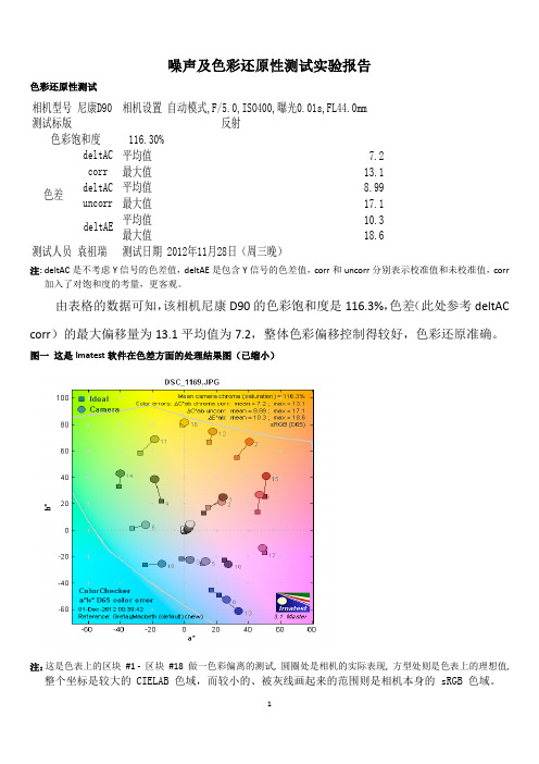 数码相机性能测评   实验四   噪声及色彩还原性测试