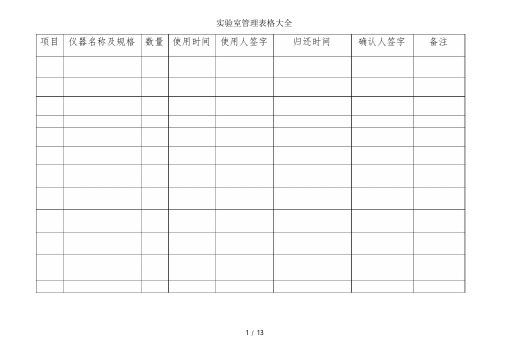 实验室管理表格大全