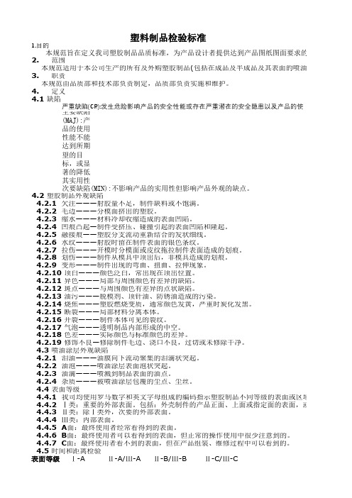 塑料制品检验标准