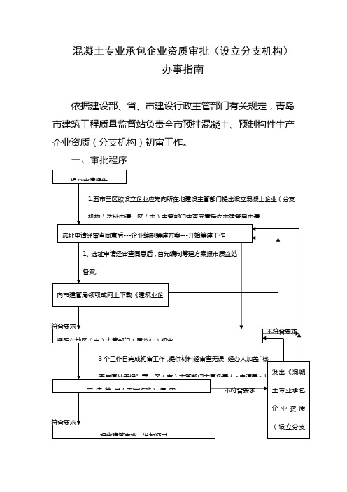 混凝土专业承包企业资质审批(设立分支机构)办事指南