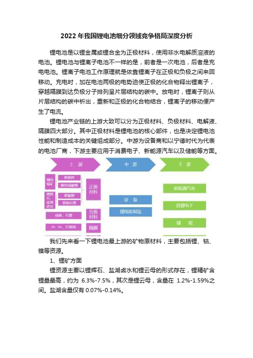 2022年我国锂电池细分领域竞争格局深度分析