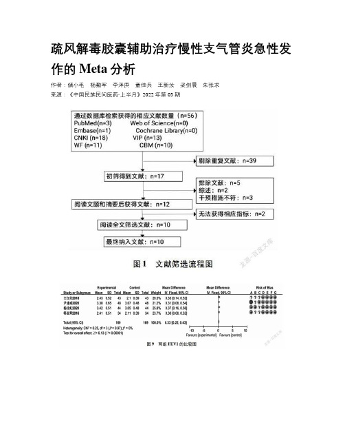 疏风解毒胶囊辅助治疗慢性支气管炎急性发作的Meta分析